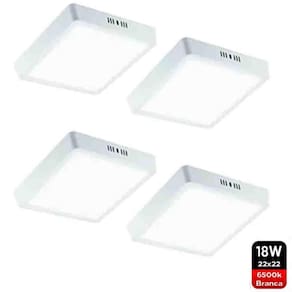 Kit4 Painel Led Sobrepor 22X22 Luminaria 18W 6500K Avant