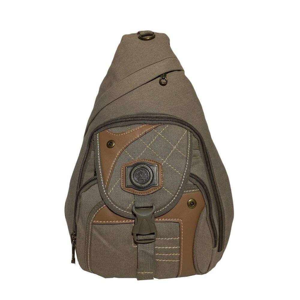 Mochila Transversal Lona Reforçada Kvn 201351 Bege