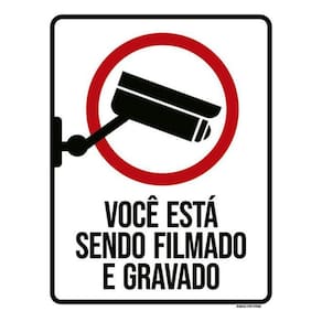 Placa Sinalização - Você Está Sendo Filmado Gravado 18X23