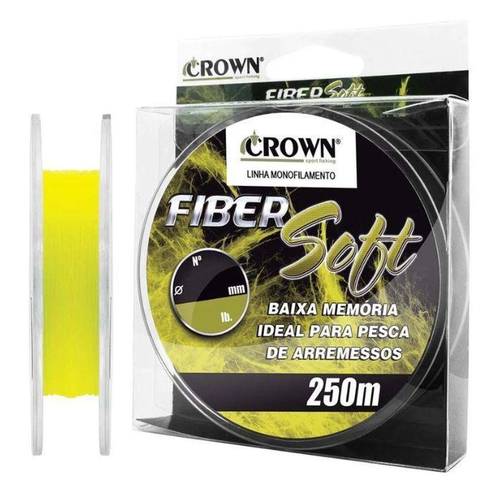 Linha Fiber Soft Monofilamento Crown Amarela 0,40 32Ib 250M