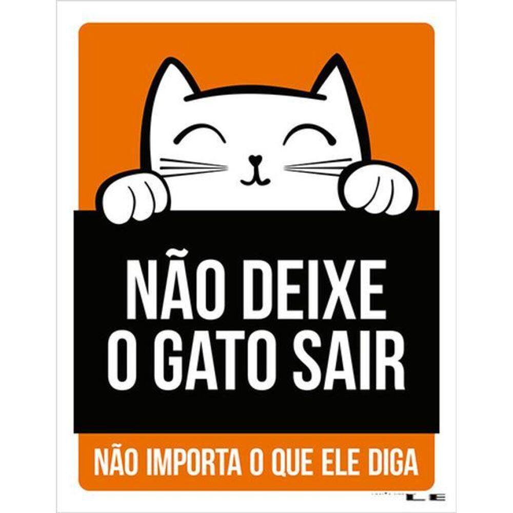 Kit 3 Placas Não Deixe Gato Sair Laranja 36X46