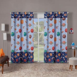 Cortina Infantil Planetas Para Quarto 3.00X2,20 Estampada