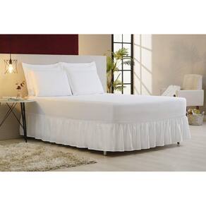 Saia Para Cama Box Queen Size Elástico Ajustável - Branca