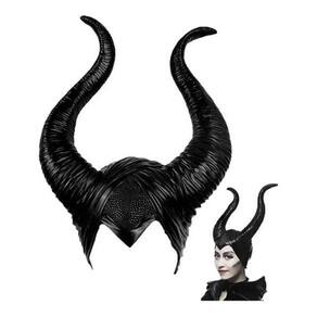 Máscara Touca Malévola Chifre Maleficent Feminina Cor Preto