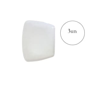 Prato Plástico Melamina Quadrado Branco 21Cm- Kit 3Un