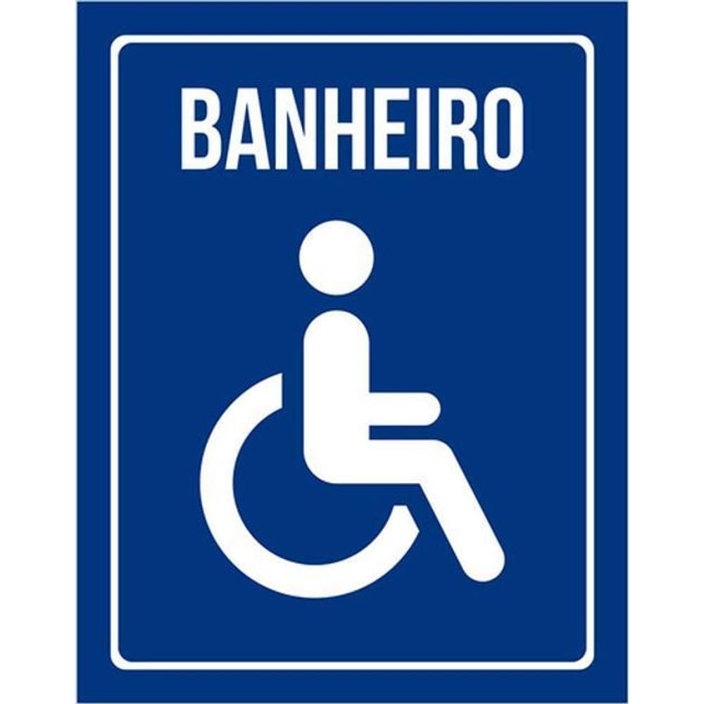 Kit 10 Placas Azul Banheiro Acessível 36X46