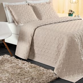 Colcha Casal King Size Agata Bordada 200 Fios Super Elegante