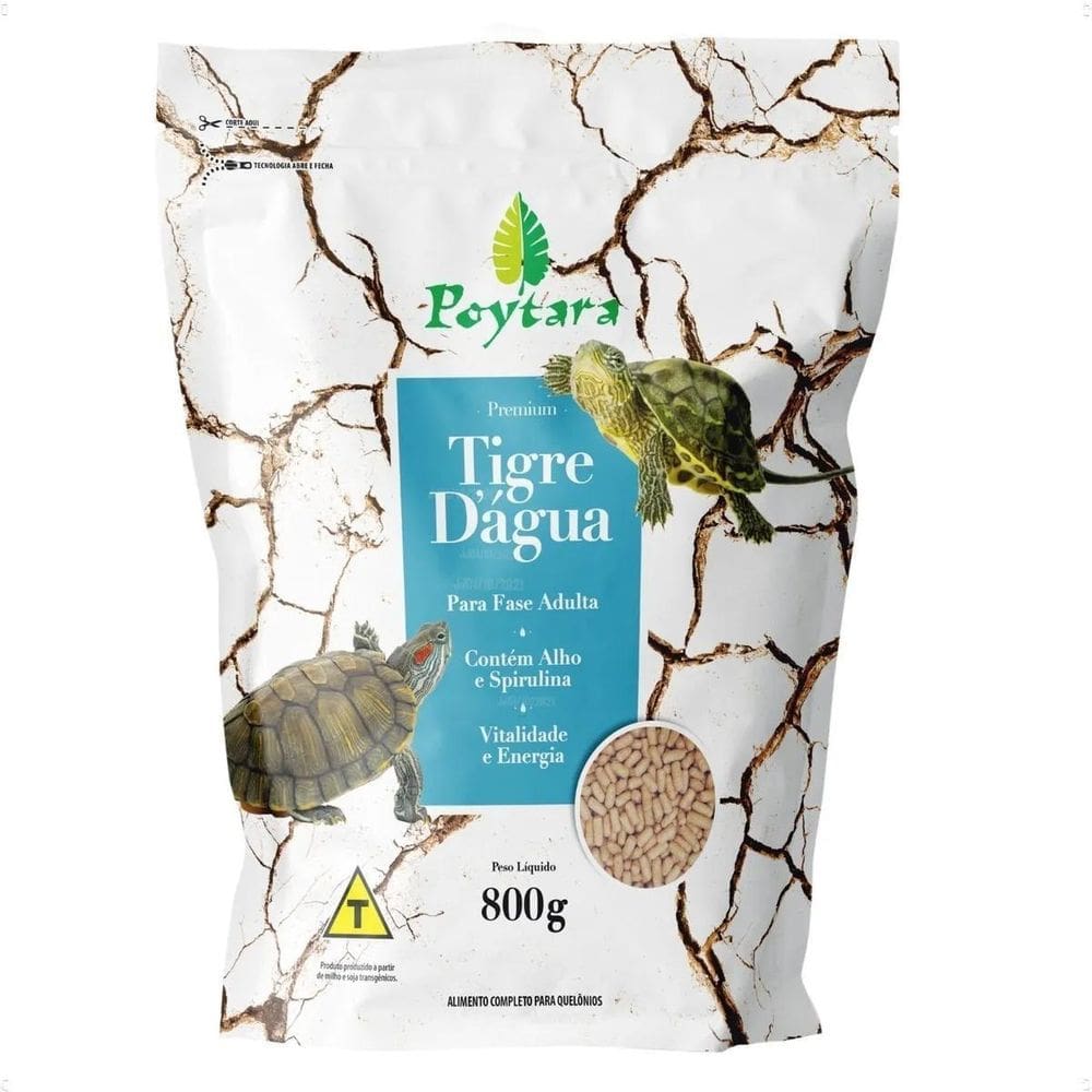 Raçao Poytara Tigre D`Água 800G Tartaruga Aquática Aquário