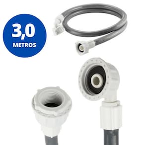 Mangueira Entrada Água Máquina Lavar Universal 3M Metros