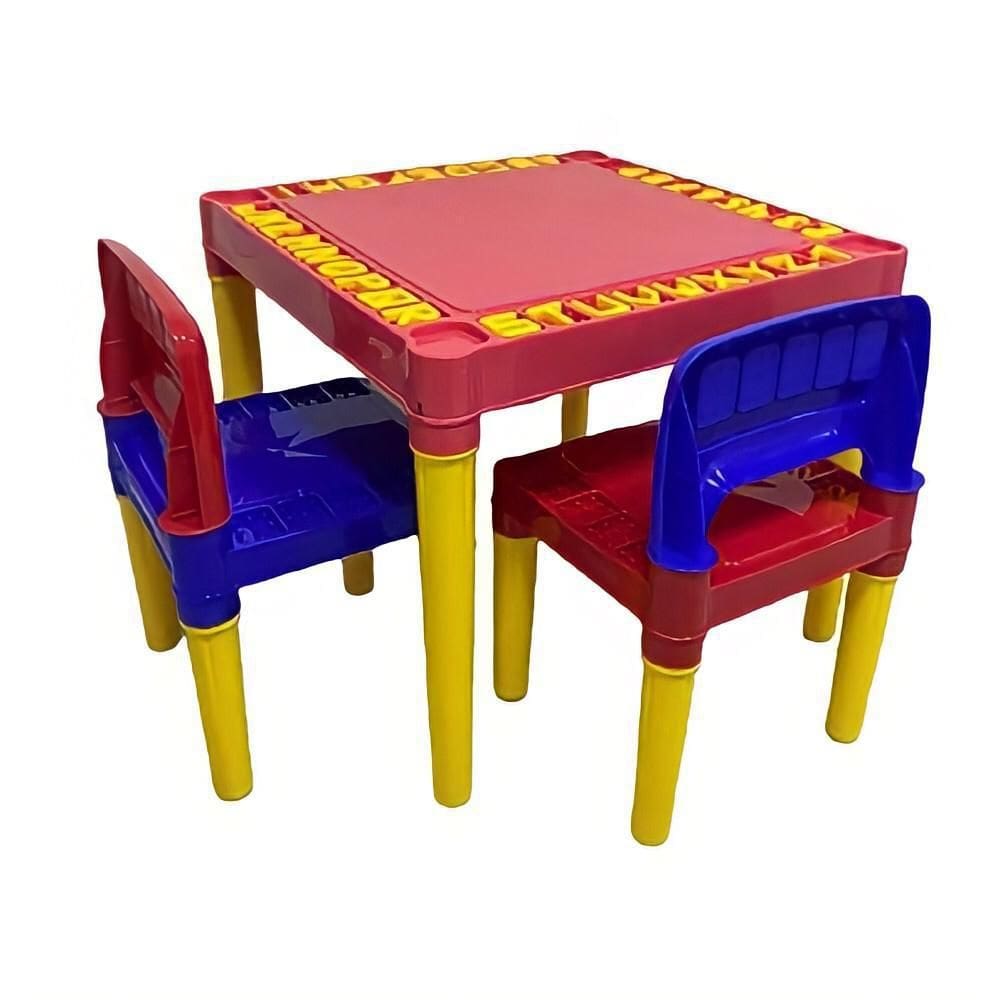 Mesa Educativa Infantil Mesinha Didática 2 Cadeiras - Azul