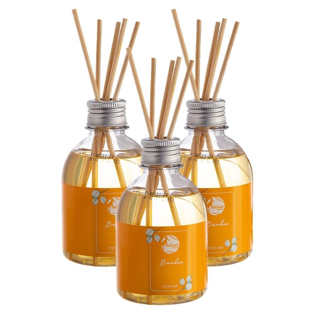 Kit 03 Aromatizador De Ambiente Bamboo Pantanal Aromas 270Ml