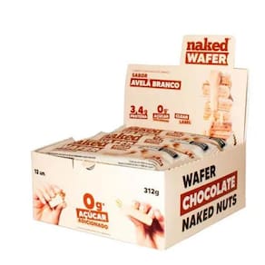 Wafer Avelã Branco Com Proteína Naked Nuts Cx 12Un De 26G