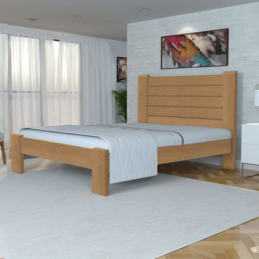 Cama King Size Casal Milano de Madeira Maciça Cedro Tauari Imbuia