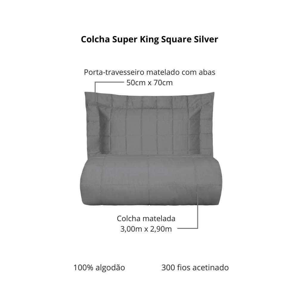 Colcha Super King 300 Fios Kacyumara Square 03 Peças Silver