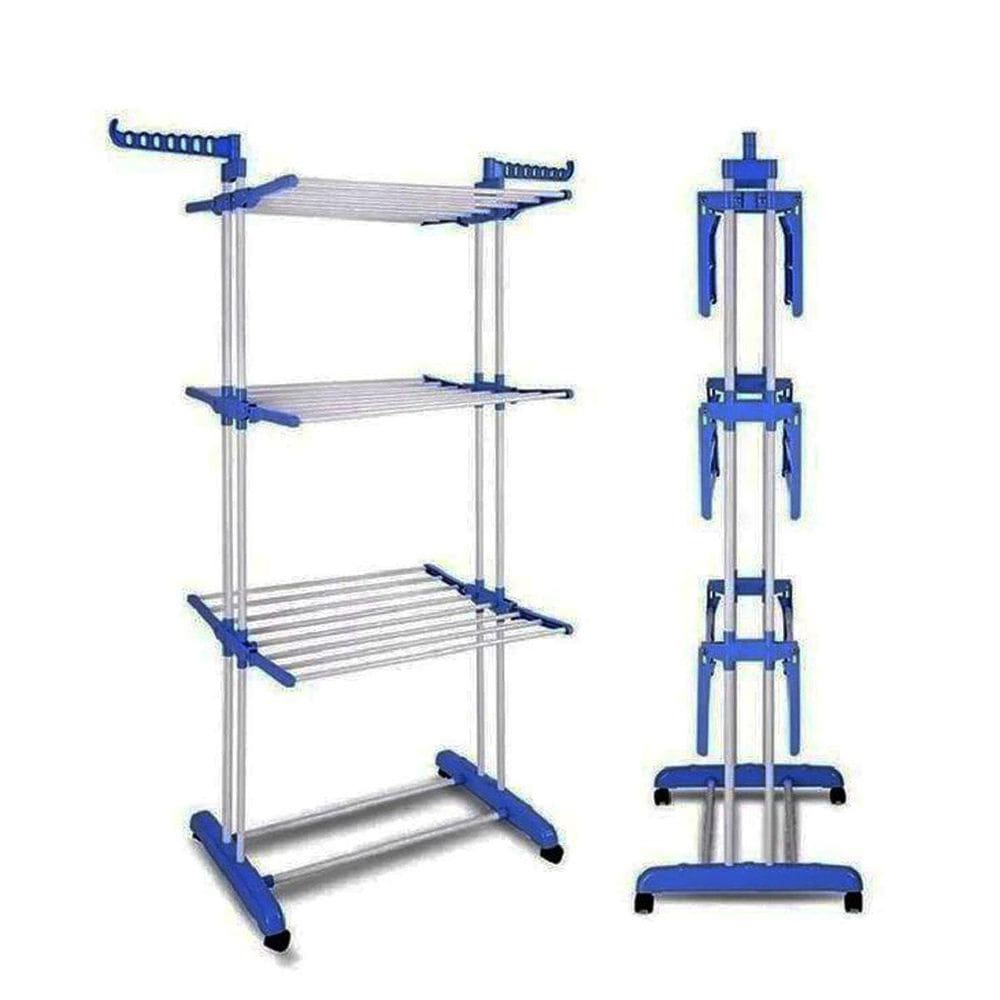 Varal Vertical de Chão 3 Andares em Metal 170x126x64cm Azul