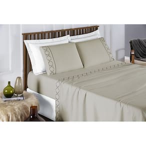Conj. Cama Casal Queen Madri 300 Fios Caqui - JM Enxovais