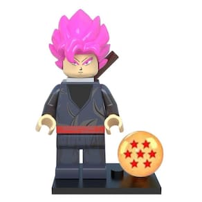 Boneco Blocos De Montar Black Goku Cabelo Rosa Dragon Ball