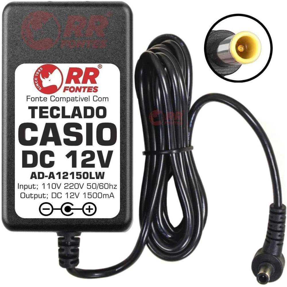 Fonte 12V Para Teclado Casio Cdp-120 Cdp-130 Cdp-135 Cdp-220