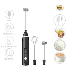 Mini Mixer Recarregável: Bateria Potente Misturas Incríveis