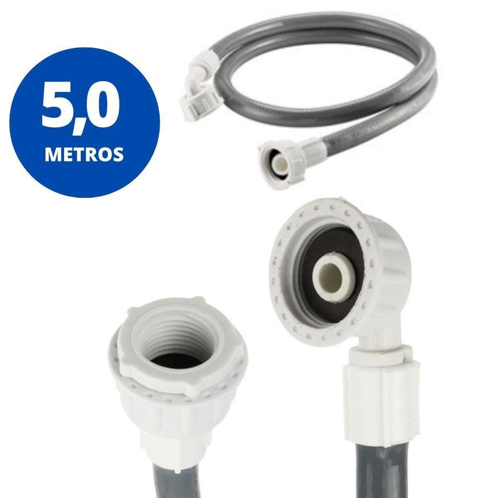 Mangueira Entrada Água Máquina Lavar Universal 5M Metros