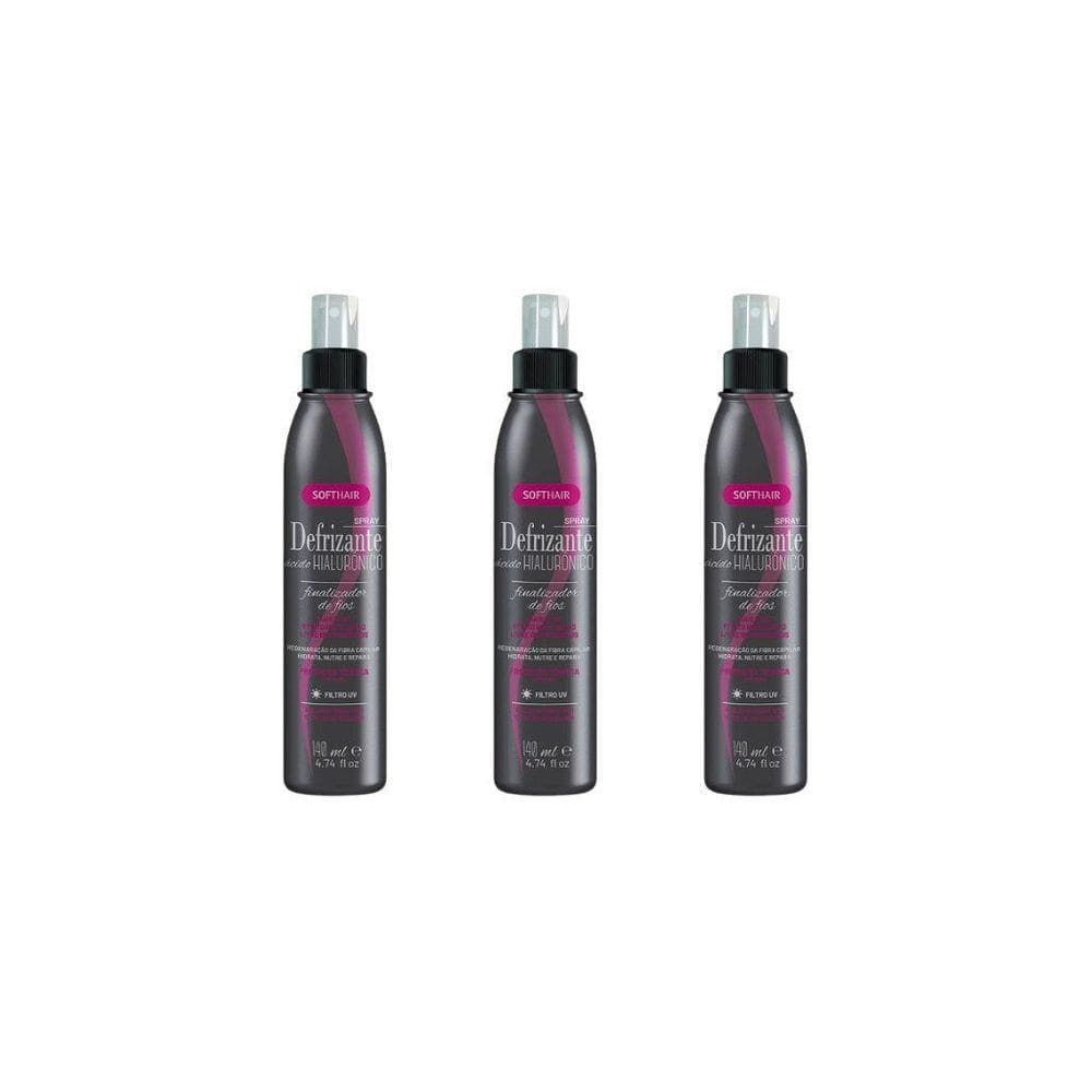 Defrizante Soft Hair 140Ml Spray Acido Hialuronico-Kit C/3Un