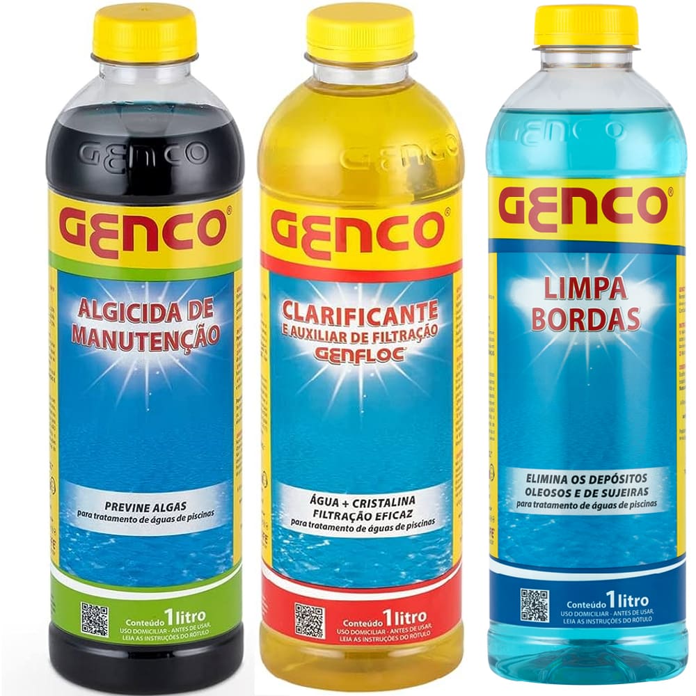 Kit Clarificante Algicida Manutenção Limpa Bordas 1L Genco