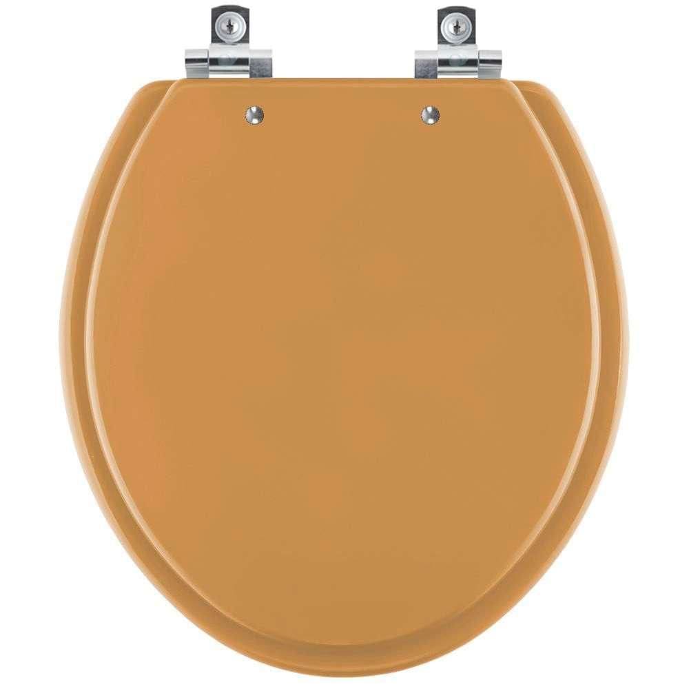 Assento Sanitário Soft Close Convencional Oval Amarelo Terra para vaso Celite