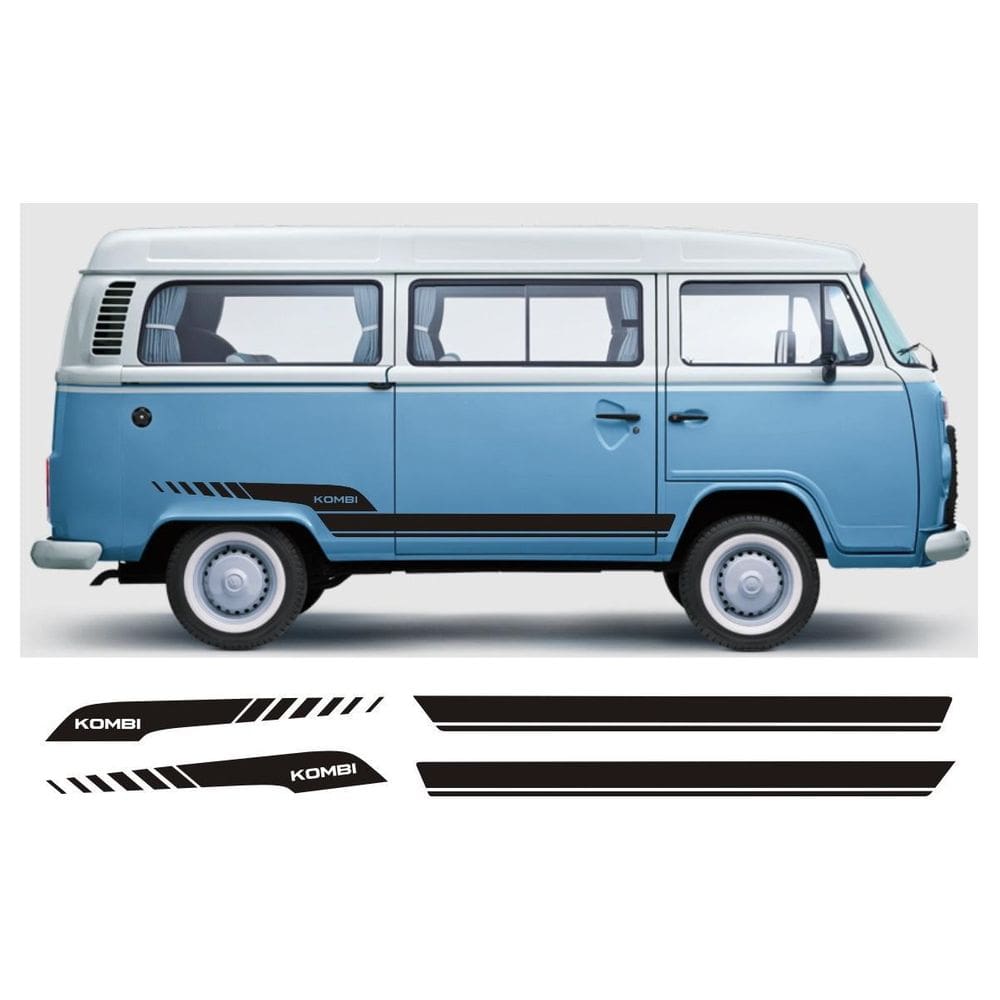 Faixa Lateral Para Kombi Vw Perua Adesivo Kb3 E Kb4 Preto