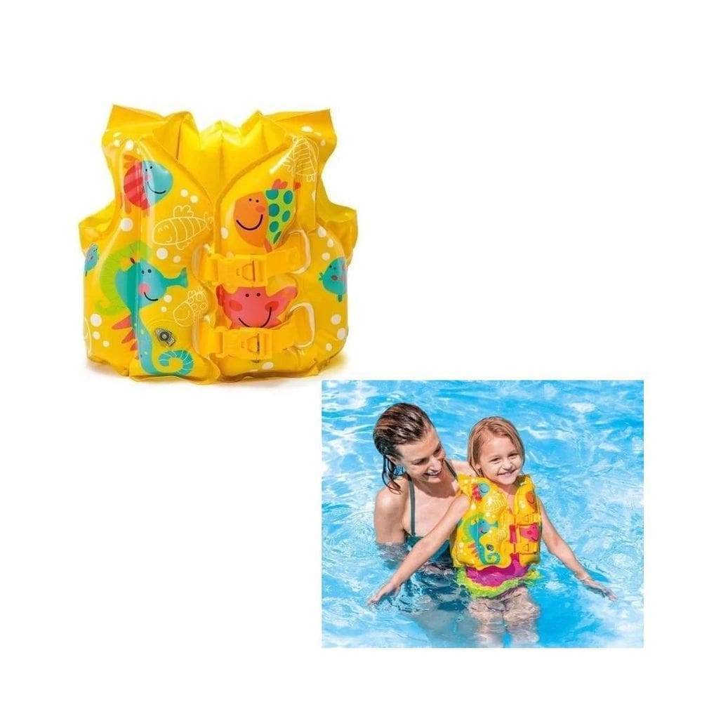 Colete Inflável Infantil Piscina Ajustável Peixinhos Intex