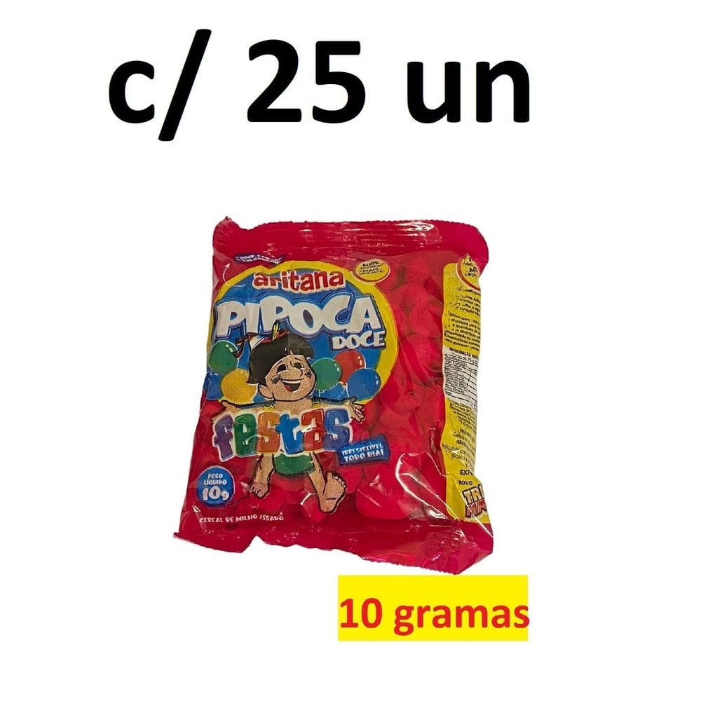 Fardo De Mini Pipoca Doce Com 25 Unidades De 10Gr Aritana