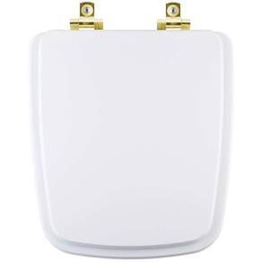 Assento Sanitário Soft Close Clean Branco para vaso Deca com Ferragem Dourada