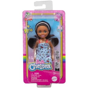 Boneca - Barbie - Familia Chelsea Club - Morena Vestido Azul Sandalia Vermelha MATTEL