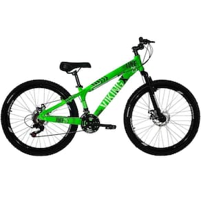 Bicicleta Viking X Tuff25/30 Aro 26 Freio Disco 21v Cambios Importados Verde Neon Vikingx