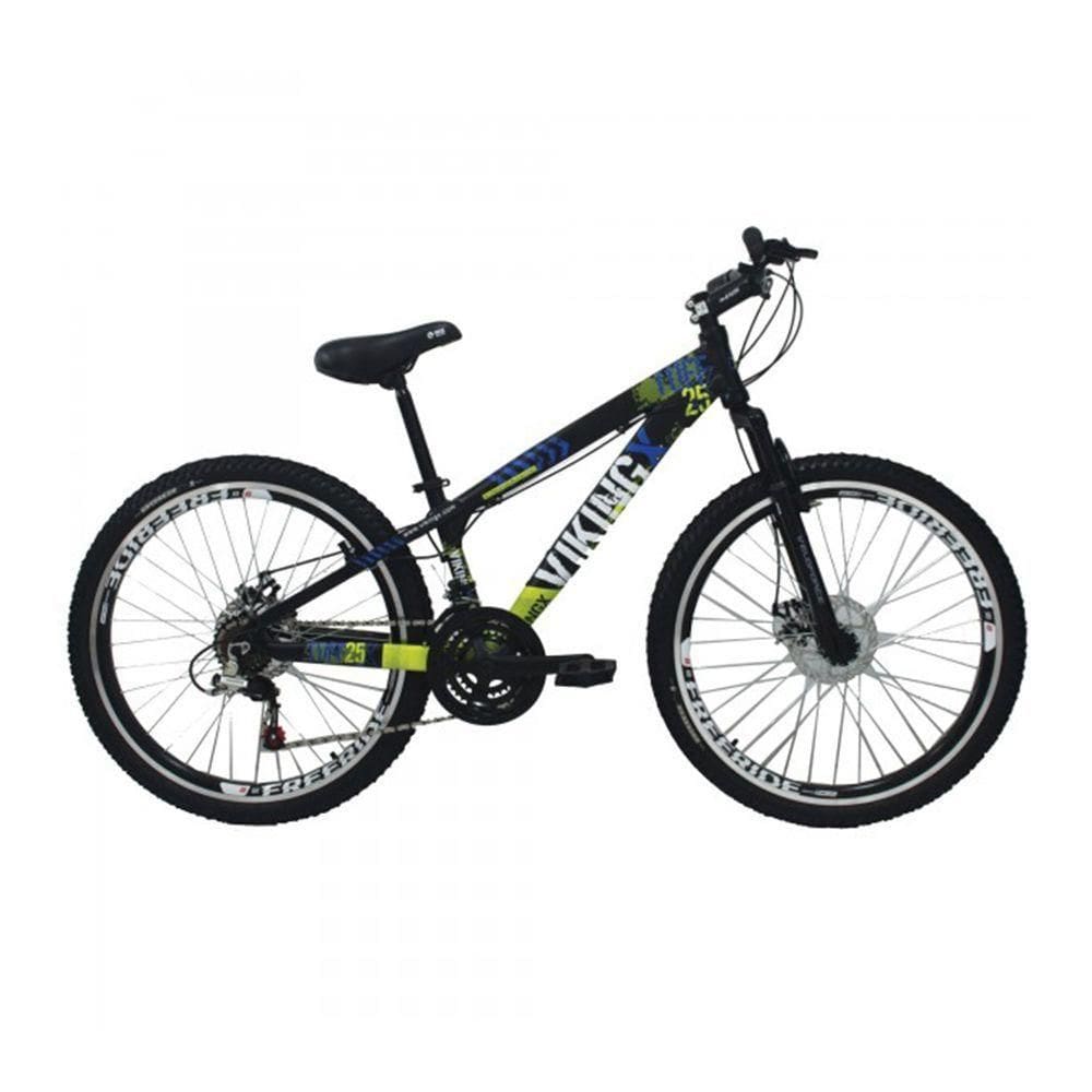 Bicicleta Viking X Tuff 25/30 Freeride Aro 26 Freio A Disco 21 Velocidades Cambios Shimano Preto Amarelo Vikingx