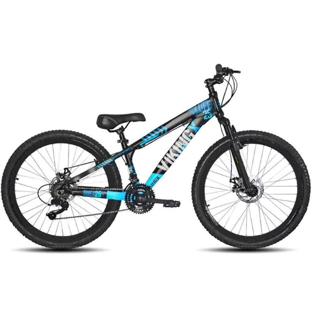 Bicicleta Vikingx Tuff25/30 Freeride Aro 26 21v Cambios Importados Preto Azul Vikingx