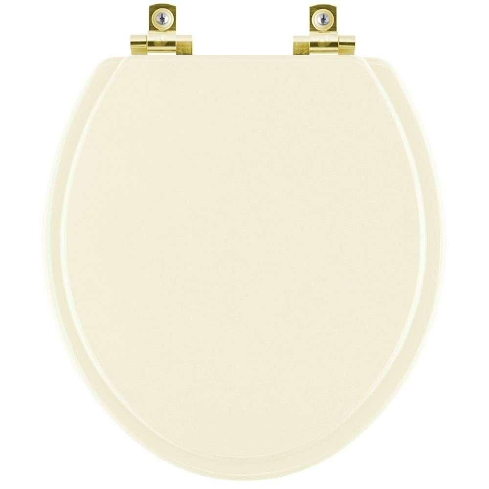 Assento Sanitário Soft Close Convencional Oval Bege Claro com Ferragem Dourada