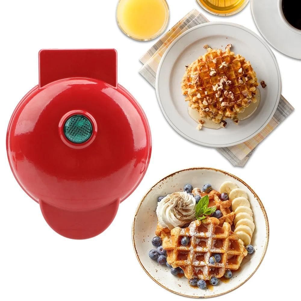 Mini Máquina De Waffles Doce E Salgado 220V 350W Vermelho