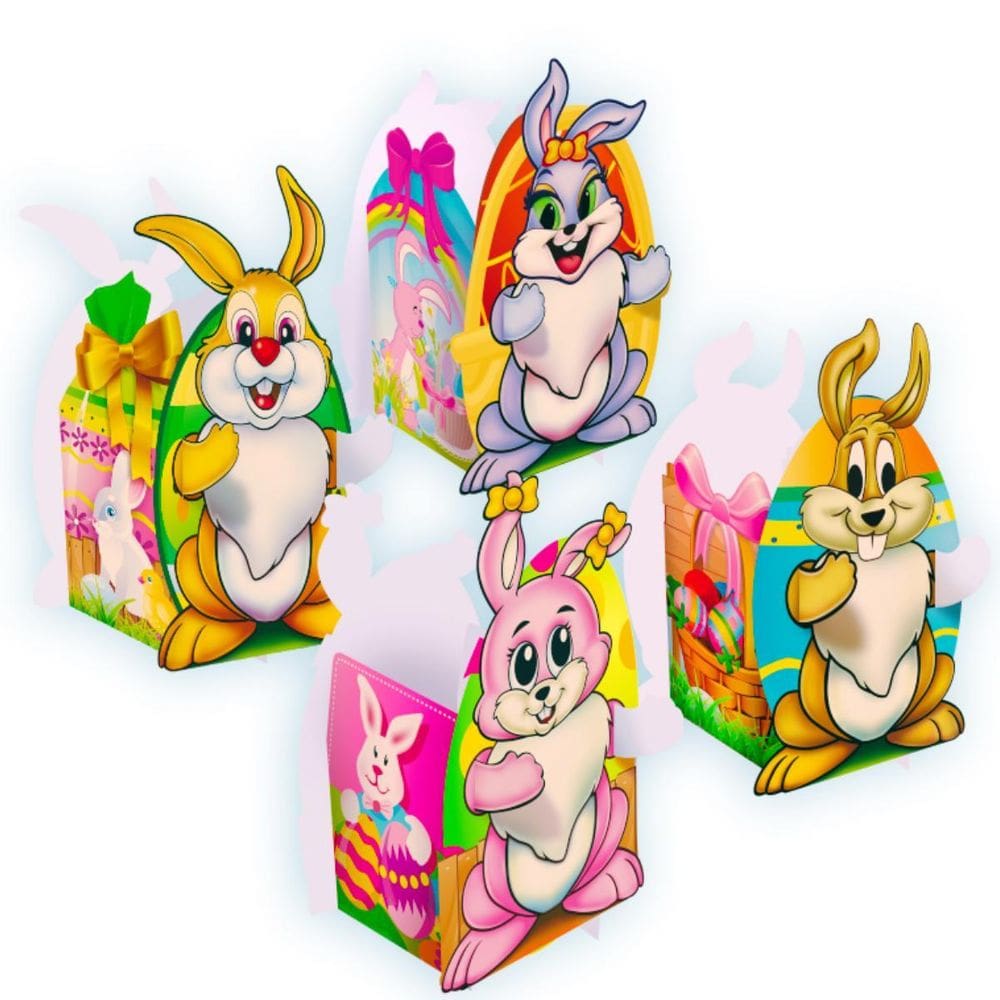 Kit 04 Caixinha Coelho Páscoa Enfeite Mesa Decoração Festa