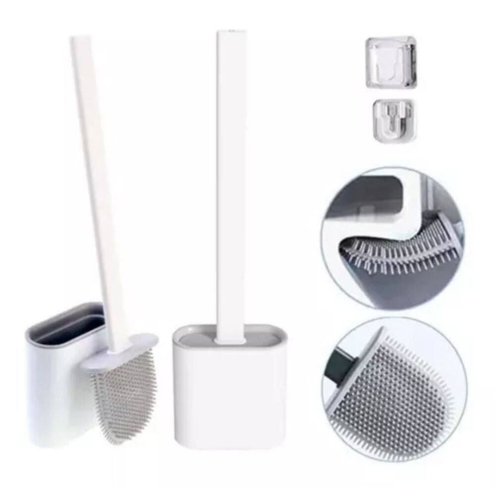 Escova de Silicone para Vaso Sanitário com Suporte - Higiene e Design Moderno para Banheiro