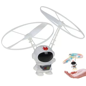 Mini Drone Astronauta Voador Boomerante Sensor Movimento LED USB Bateria Recarregavel Helice Diversao Criança Brincadeira