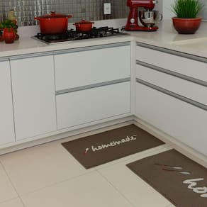 Tapete De Cozinha Bordado Vizapi Homemade 50x80Cm Marrom Castor Q1
