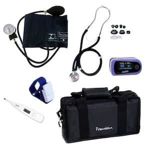 Kit Acadêmico Esfigmomanômetro + Esteto + Oximetro + Termômetro + Garrote + Bolsa