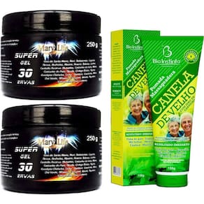 Kit 2 Pomada Efeito Gelo quente 250ml + 1 Pomada Massageadora Canela 150ml