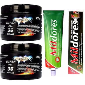 Kit 2 Pomada Massageadora Efeito Gelo Quente 250ml + 1 Pomada Mil Dores 100ml