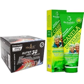 Combo Pomada Massageadora Efeito Gelo Quente 250ml + 1 Pomada Canela 150ml