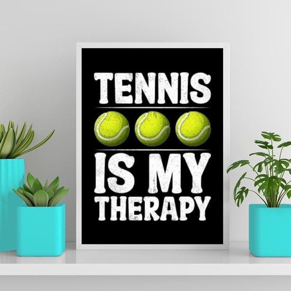 Quadro Tennis Is My Therapy 33X24Cm Preta