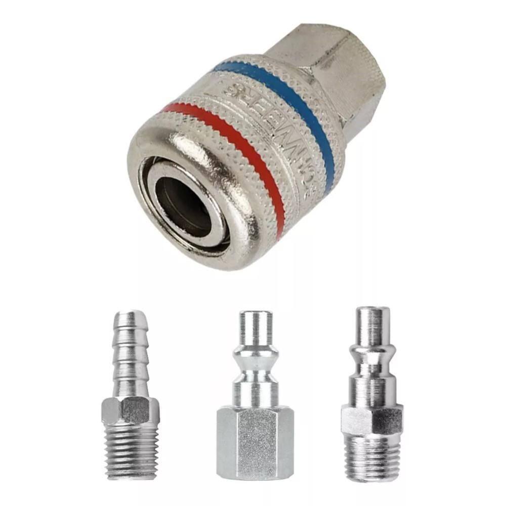 Kit Engate Rápido De Ar Rosca Fêmea + 3 Pinos Crômado 1/4``