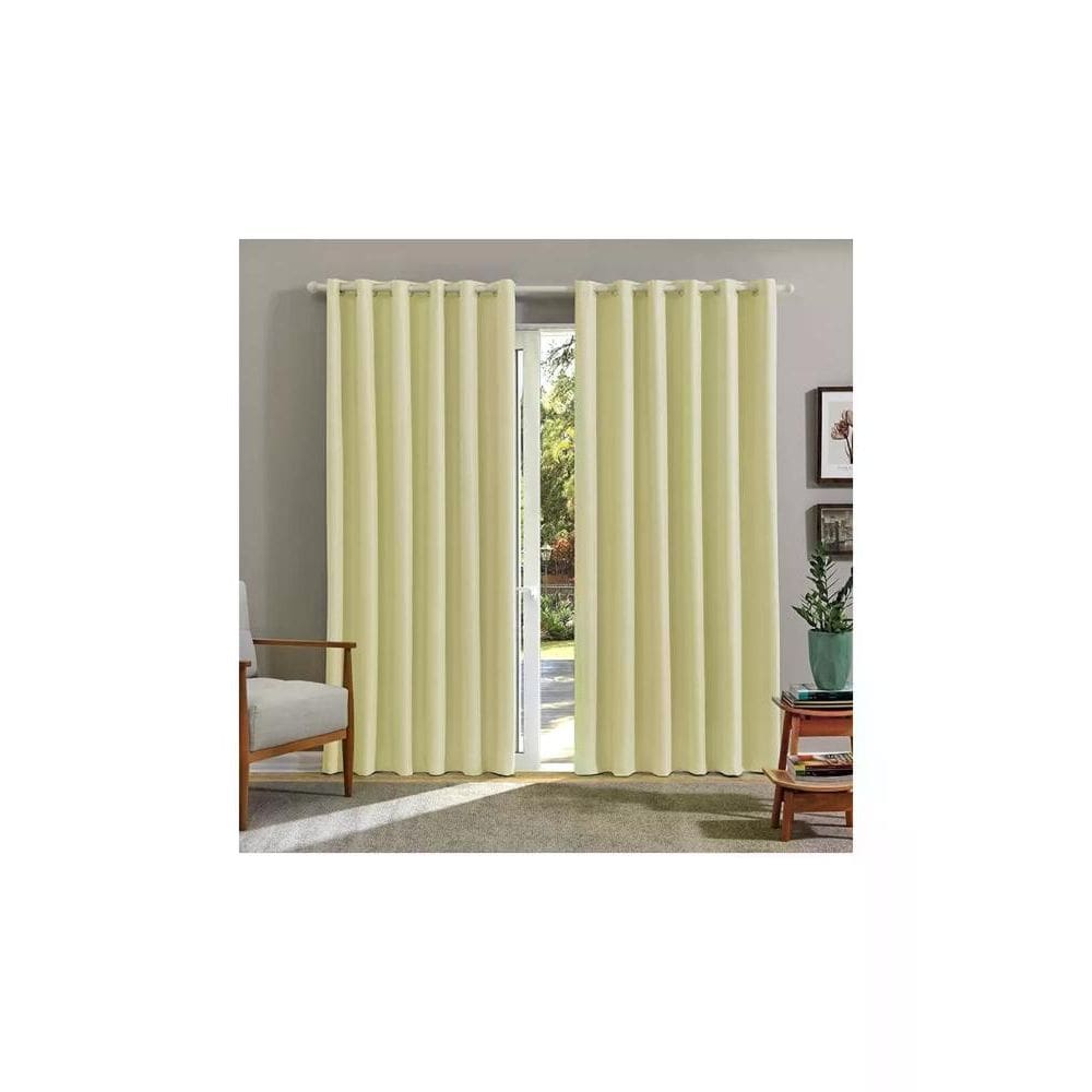 Cortina Bella Janela 260x170 cm Corta Luz Tecido Brilho Liso Marfim