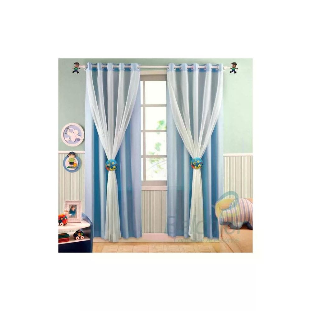 Cortina para Varão Infantil Belchior 200x180 cm Kids Voil Azul