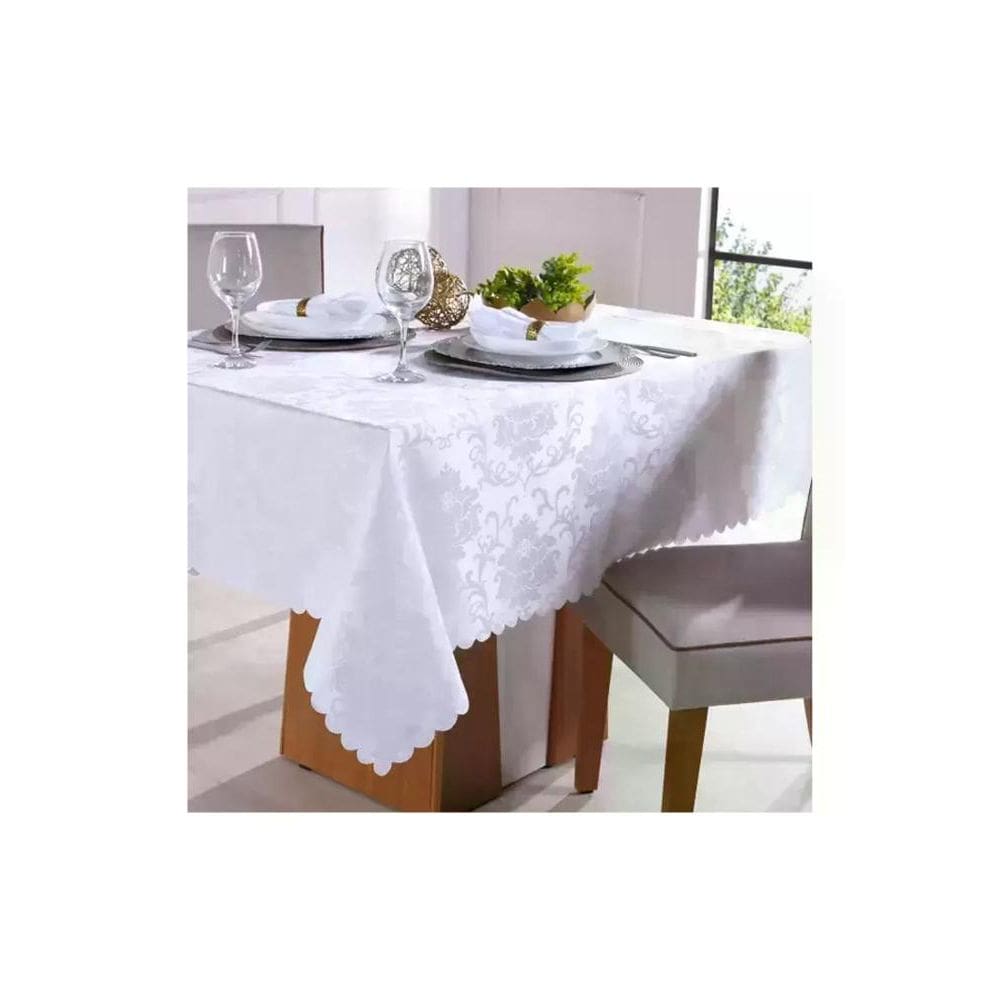 Toalha de Mesa Retangular 6 Lugares Tessi Jacquard